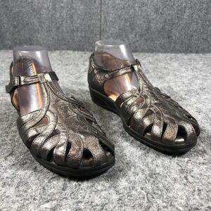 BeautiFeel Fisherman Wedge Sandals Womens 9 Gray Leather Comfort Casual